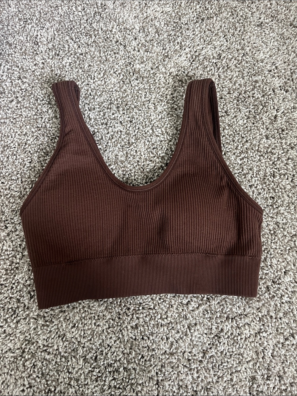 aerie Ribbed Scoop Bralette in Chocolate Brown